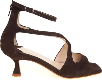 Anna F. Schoenen, Dames, Bruin, 38 EU, Leer, Sandaal met gekruiste bandjes