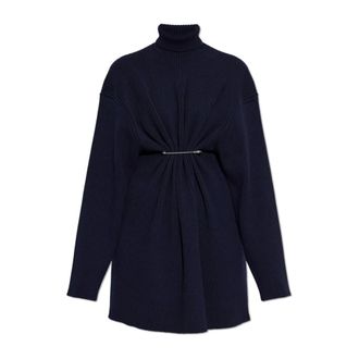 Balenciaga Knitted Dresses, female, Blue, S, Turtleneck dress