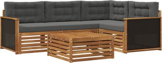 vidaXL Conjunto De Sof&aacute;s De Exterior 5 Uds. Natural Y Antracita Vidaxl
