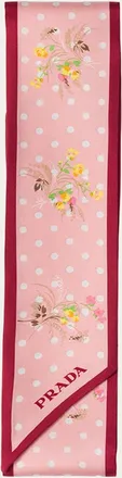 Prada Garden Dots Silk Twill Skinny Scarf