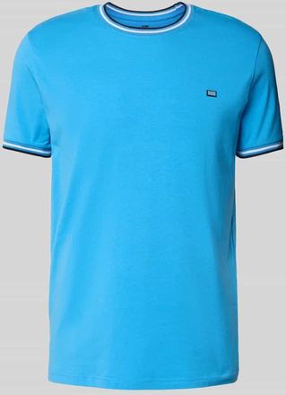 Christian Berg T-Shirt mit gerippten Abschlüssen in Ocean, Größe L