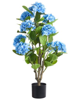 Beliani Pianta In Vaso Artificiale Con Fiori In Plastica Per Interni, Realizzata A Mano, 90 Cm, Blu Hortensium