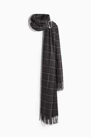 H&M Grosser Schal mit Metallbrosche - Taupe/Kariert