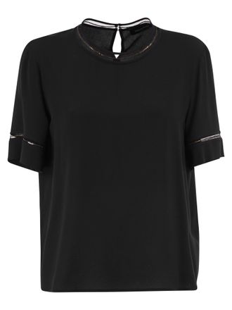 Fabiana Filippi Blusa De Crep&eacute; De Seda Y Acetato Con Ribetes Bordados