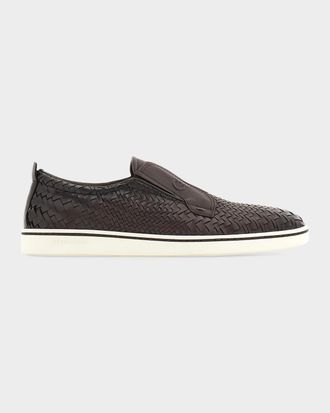 Ferragamo Men & apos;s Alfie Braided Leather Slip-On Shoes