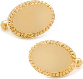 Cufflinks Inc. Engravable Oval Rope Border 14K Gold Plated Cuff Links at Nordstrom