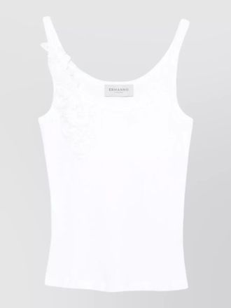 Ermanno Scervino embroidered cotton scoop neck sleeveless tank top