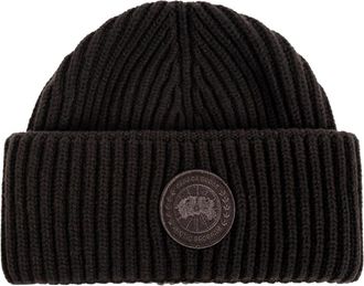 Canada Goose Wool Beanie met Logopatch - unisex - Hoeden - Bruin - ONE Size - Wol - Accessoires