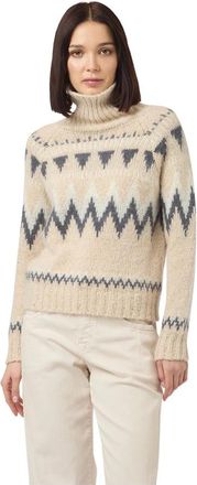 Eleventy Maglia Lupetto Jaquard - Dames - Coltruien - Beige - S - Truien & Vesten