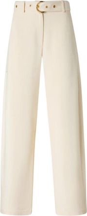 Pinko Lexy Broeken - Dames - Wijde Broeken - Beige - S - Polyester - Broeken