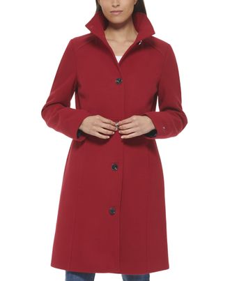 Tommy Hilfiger Womens Double Breasted Wool Coat, Button Elevated Red, XL