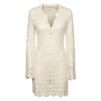 MC2 Saint Barth Short Dresses, female, White, Size: S Ilary Long Sleeve Dress