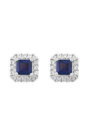 Effy Sterling Silver Sapphire & Diamond Stud Earrings in Blue at Nordstrom Rack