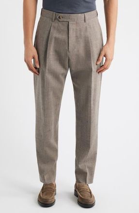 Paul Smith Pleated Wool Blend Dress Pants in Beige at Nordstrom, Size 34