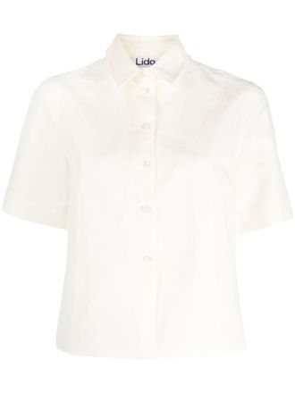 Lido short-sleeve linen-blend shirt - women - Linen/Flax/Cotton - S - Neutrals