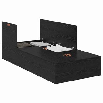 Berkfield Home Modern Bed Frame Black Oak Engineered wood Single Storage