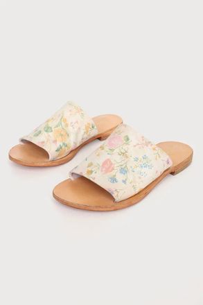 Free People Womens Print Vincente Slide Sandal In Natural Floral