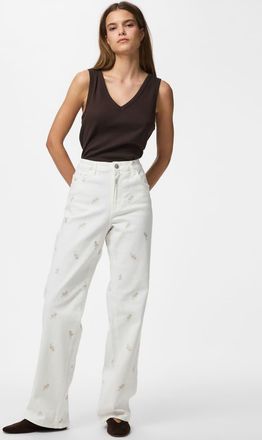Pieces Jeans dritti color cloud dancer-Grigio