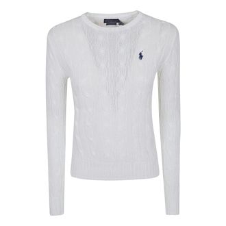 Polo Ralph Lauren Round-neck Knitwear, female, White, Size: L Julianna Long Sleeve Pullover