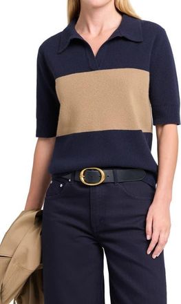 TWP Slightly Oversized Polo in Blueberry /Ermine at Nordstrom, Size X-Large