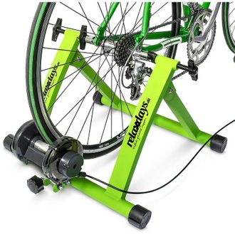 Relaxdays Rodillo Bicicleta, 6 Cambios, Rueda 26-28 Pulgadas, Entrenamiento En Casa, Bici Est&aacute;tica, Resiste 120kg, Verde - Relaxdays
