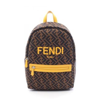 Fendi Zucca Black Brown Yellow Nylon Leather Backpack (Pre-Owned)