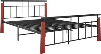 vidaXL Bed Frame without Mattress Metal and Solid Oak Wood 140x200 cm Vidaxl