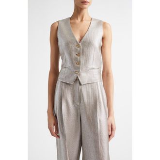 St. John Lam&eacute; Suiting Vest in Antique Silver at Nordstrom, Size 12