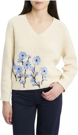 Semicouture Marcela V-neck Breiwerk - Dames - V-hals truien - Beige - M - Katoen - Truien & Vesten