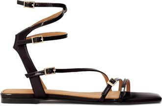 Kazar Platte sandalen van lakleer - Dames - Sandalen - Zwart - 39 EU - Leer - Schoenen