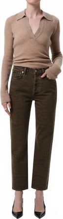 Citizens Of Humanity Blaine High Rise Straight Jean In Olive Zebra
