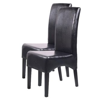Hhg Hhg - Lote De 2 Sillas De Comedor Silla De Cocina Silla Latina, Cuero, Negro, Patas Oscuras