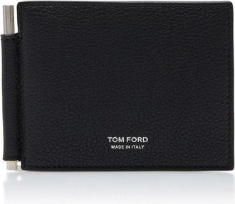 Tom Ford GRAIN LEATHER T LINE CLIP WALLET Size: OS, colour: BLACK