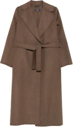Max Mara Poldo wollen jas - Dames - Jas met riem - Bruin - M - Wol - Jassen