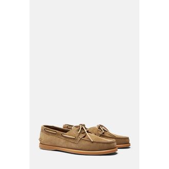 Scarosso Morgan Boat Shoes in Beige - Suede at Nordstrom, Size 40.5