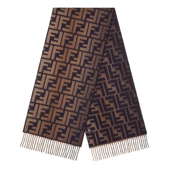 Fendi Winter Scarves, male, Brown, Size: ONE SIZE FF Jacquard Scarf