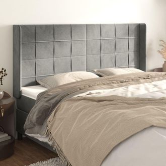 vidaXL Cabecero Con Orejas De Terciopelo Gris Claro 163x16x118/128 Cm Vidaxl