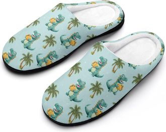 Generic Tacoes Dino Print Mens Slippers Comfortable And Non-slip Cotton Slipper Shoe for House