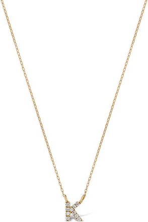 Bony Levy Icon Pavé Diamond Initial Pendant Necklace in 18K Yellow Gold - K at Nordstrom