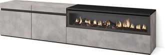 Skraut Home Skraut Home - Mueble Tv, Televisi&oacute;n, Muebles De Sal&oacute;n, Almacenaje, 200x45x35cm, Para Tv Hasta 80, Chimenea El&eacute;ctrica, Estilo Moderno, Gris Cemento