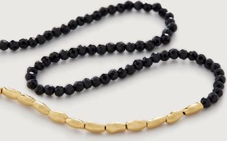 Monica Vinader Gold Mini Nugget Gemstone Beaded Necklace Black Spinel