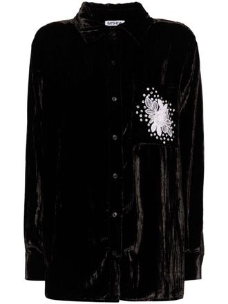 Batsheva button fastening shirt - women - Polyester - 10 - Black