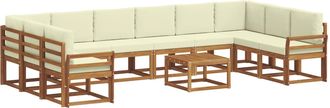 vidaXL Conjunto De Sof&aacute;s De Exterior 11 Uds. Natural Y Crema Vidaxl