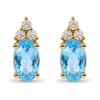 House of Brilliance 10K Yellow Gold Birthstone and Diamond Trio Stud Earrings