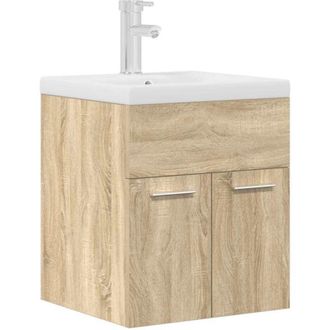 vidaXL vidaXL Mobile da Bagno con Lavabo Integrato e Rubinetto Rovere Sonoma