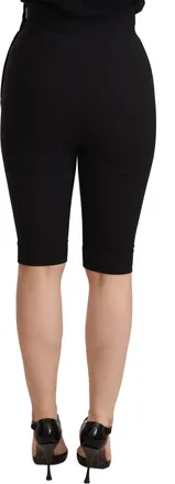 Dolce & Gabbana Black Wool Stretch Slim Fit High Waist Womens Shorts