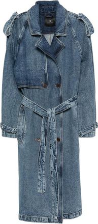 Anine Bing Rickie Double-breasted Belted Denim Coat