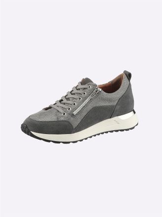 Heine Sneaker HEINE, Damen, Gr. 35, grau (grau, grau, metallic), Leder, Textil, Veloursleder, Schuhe Sneaker