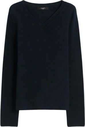 Max Mara Wkdago Knit - Dames - Ronde hals truien - Blauw - XS - Katoen - Truien & Vesten