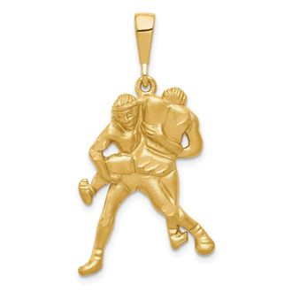 Diamond2Deal 14k Yellow Gold Satin Diamond-cut Wrestlers Charm